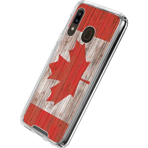 Canadian Flag Dark Wood Galaxy A30 Clear Case
